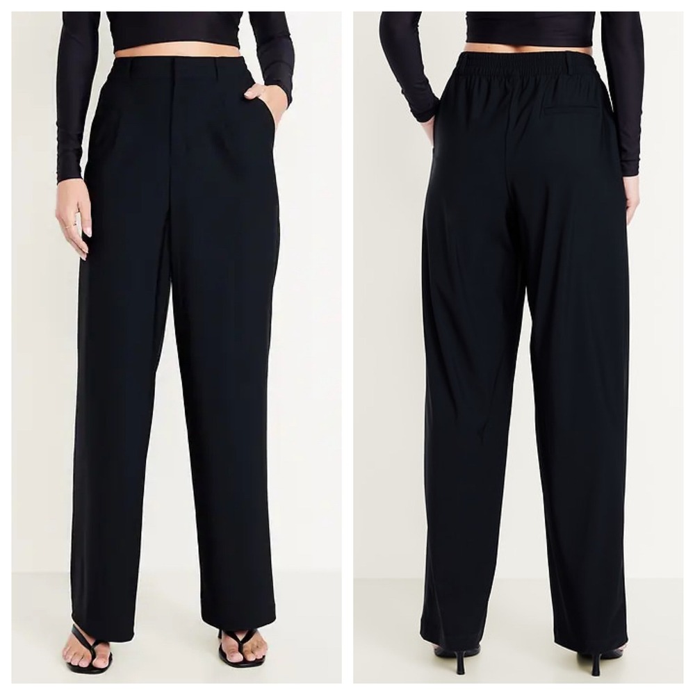 NWOT Gap 6 Tall Extra High-Waisted Wide-Leg Trouser Pants Black Office Dressy - Picture 1 of 12